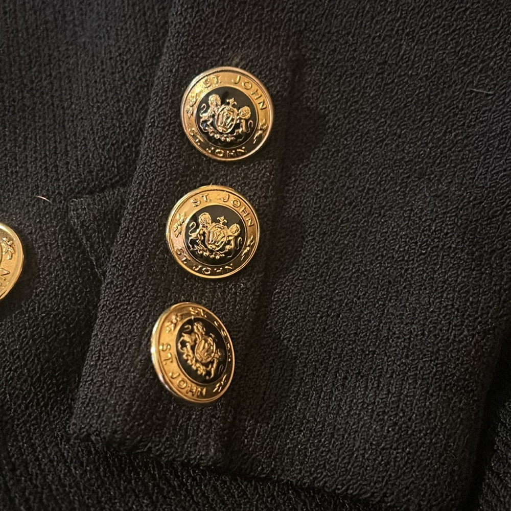 St. John Basics Double Breasted Santana Knit Jacket in Black - Picture 9 of 12